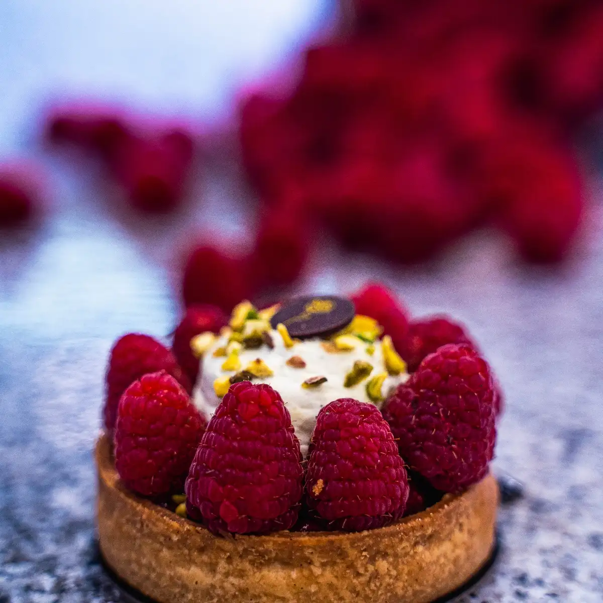 Tarte framboise pistache