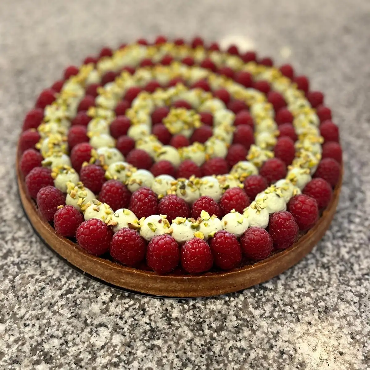 Tarte framboise pistache
